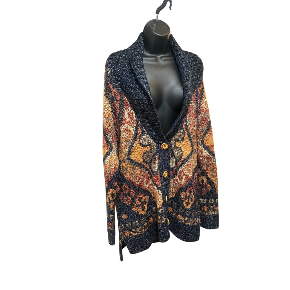 J Jill Cardigan Wool Blend Southwestern Aztec Boho size L